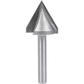uxcell 60 Degree V-Groove Router Bit 32mm Dia with 6mm Shank, Titanium Steel Tipped V Grooving Bit (Gray)