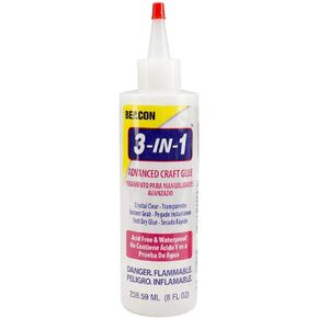 Beacon 3-in-1 Advanced Craft Glue - Fast-Drying, Crystal Clear Adhesive for Wood, Ceramics, Fabrics, and More, 8-Ounce, 3-Pack