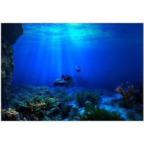 GLOGLOW Aquarium Poster, 3D Effect Underwater Background Sticker Thicken PVC Adhesive Static Cling Backdrop Fish Decorative Paper(61×41cm)