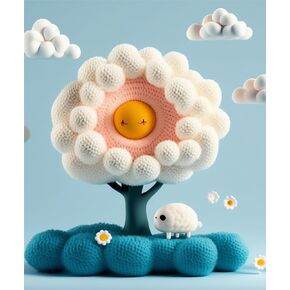 Lovely Cute Knitting Cartoon Tree Cloud Sheep Wall Stickers Decals, Vinyl Waterproof Peel Removable Self-Adhesive Murals for Nursery Kids Baby Bedroom Bathroom Toilet Playroom Furniture Classroom