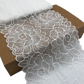 Olive Lace Black Stretch Lace Fabric 8.5 Inches Wide Lace Trim Ribbon for Bridal Wedding Decorations, Sewing DIY Making and DIY Crafts- 5 Yards (7022 black)