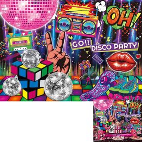 LIANNE 7x5ft Disco Backdrop 70s Party Backdrop Dancing Night Photography Background Back to 60s 70s 80s 90s Let's Boogie Birthday Banner Studio Props