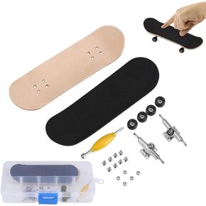 Mini Finger Skateboard, Prolific Complete Fingerboard with Upgraded Components, Wooden Finger Board Ultimate Sport Training Props in Light(black)
