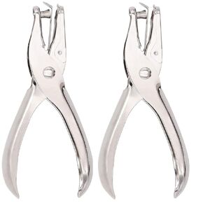 Jeemiter 2 Pack 1/8 Inch Small Mini Tiny Shaped Circle Metal Single Handheld Hole Paper Punch Punchers with 8 Sheet Punch Capacity for Tags Clothing Ticket
