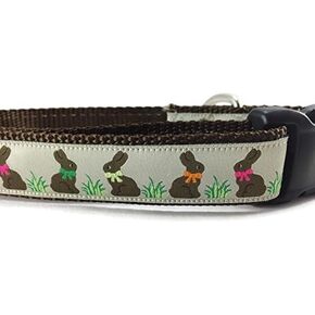 Easter Dog Collar, Caninedesign, Bunny, 1 inch Wide, Adjustable, Nylon, Medium and Large (Chocolate Bunnies, Medium 13-19")