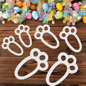 Sinload 6 Pcs Easter Bunny Footprint Stencil Bunny Feet Print Tracks Template Reusable Plastic Rabbit Feet Painting Stencil for Easter Party DIY Crafts Mixed Size