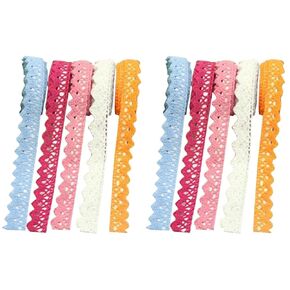 ARTIBETTER Glue Tape 2pcs Pack of 5 Scrapbooking Crafts Lace Trim Ribbon Masking Decorative Tape Adhesive Tape Sticky Hollow Lace Tape Masking Decorative Tape Scrapbooking Crafts Adhesive Ribbons