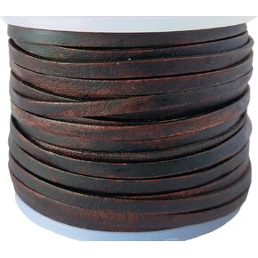 22 Yard 3mm Flat Leather Strip String Cord - Distressed Dark Brown in Kuwait