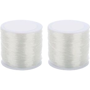 2 Rolls Elastic Crystal String Cord Clear Bracelets String Stretchy Beading Thread String Crafting Transparent Thread Necklace Jewelry Making Cord 0.5 mm