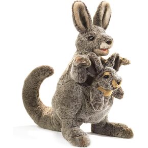 Folkmanis Kangaroo with Joey Hand Puppet, Brown