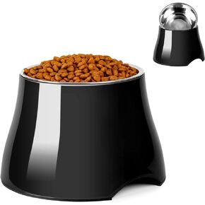 Dog Bowls,Elevated Dog Bowls,Cone Friendly Non Slip Single Dog Bowl with Stainless Steel Inner, Raised Bowls for Smll Dogs Spaniel Dogs Long Ear, High Capacity, S/1 Cup Yellow
