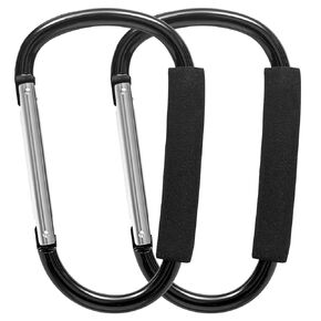Baby Stroller Hooks for Hanging Diaper Bags, 7" Large Stroller Clip, 2 Pack Stroller Hooks for Hanging Bags and Shopping, Stroller Accessories for Mommy, Large Carabiner,Organizer of walker accessorie