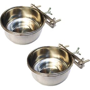 BobbyPet Multi-use Birds Food and Water Feeder No-Tipping Stainless Steel Suit for Birds and Small Animals. (2 Pack)