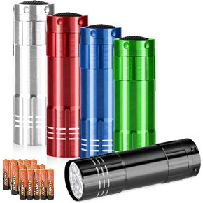 5 Pcs UV Black Light Flashlights Bulk, 9 Led 395-400nm Mini Blacklight Handheld Portable Torch Pet Urine Detector for Bed Bug, Hair, Dog Cat Urine and Stains Batteries Included