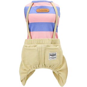 Dog Shirt Clothes T Shirts Stripe Shirts 4 Legs Casual Shirt Overalls Cool Summer Onesie Tank Top Vest Dog Shirts for Small Dog Puppy Cat (Orange, S)