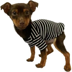 YQYS Pet Dog T-Shirts Thick Striped Cotton Tee Shirt for Small Dogs and Cats Puppy Clothes Dog Apparel Teacup Dog Clothing for Chihuahua Yorkie Poodle Black White XXSmall