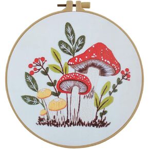 Esffaci Embroidery Starter Kit for Adult Beginner with Bee Flower Pattern Hand Embroidery Set with Embroidery Cloth Hoop Needle Threader Embroidery Floss and Instruction