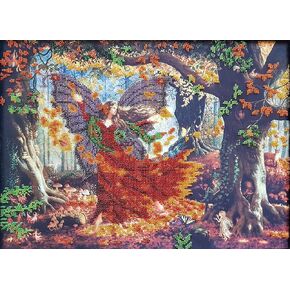 الخريف الجنية ثلاثية الأبعاد الخرز طقم تطريز مطرز عبر غرزة سقوط نمط التطريز أطقم هووسورمينغ لتقوم بها بنفسك جدار ديكور نسيج بيرل مجموعة in Kuwait