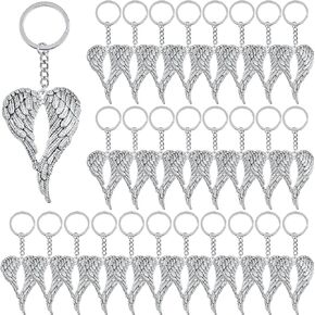 Taiyin 28 Pack Angel Keychains Bulk for Jewelry Making angel wings Key Rings for Craft charm funeral Keychain favors Memorial Pendant Funeral Favor for Bags Car Art Wedding DIY Craft