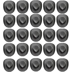 Black Mini Western Cowboy Hat Cowgirl Hat for Crafts 20 pcs Miniature Cute Doll Hat Cowgirl Hat for Dollhouse, Party, Drinks, Cakes Decor