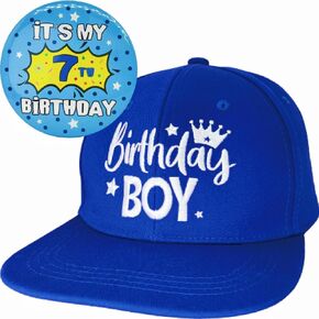 7th Birthday Boy, 7th Birthday Hat for Boys, Happy 7th Birthday Badge Button for Boys, 7 Year Old Boy Birthday Party Favor, 7th Birthday Decorations for Him, 7 Yr Old Birthday Outfit