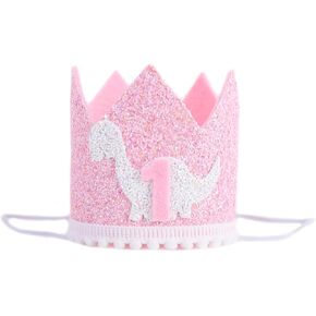 تاج عيد الميلاد الأول للديناصور - قبعة عيد الميلاد الأولى لحفلة الديناصور الوردي للفتيات in Kuwait