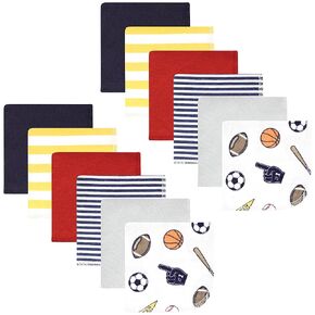 Hudson Baby Unisex Baby Flannel Cotton Washcloths, Sports Fan 12 Pack, One Size