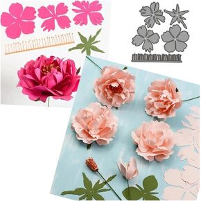 Layered 3D Flower Metal Die Cuts, Layered Rose Flower Metal Cutting Dies Cut Stencils Card Paper Craft DIY Template Cutting Dies Album Embossing Paper Dies for Card Making Scrapbooking