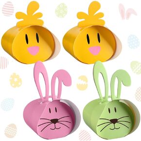 Teling 36 Pcs Easter Boxes Paper Easter Treat Boxes Easter Goody Bags Cute Easter Candy Gift Boxes Duck Rabbit Shape Bakery Cookie Bags for Kids Easter Party Favor(Cute, Bunny)