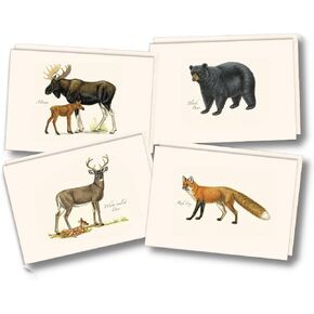 Earth Sky + Water - Mammal Notecard Set - 8 Blank Cards with Envelopes (2 each of 4 styles)
