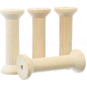 CleverDelights 5" x 1 7/8" Wood Spools - 4 Pack - Empty Craft Spools