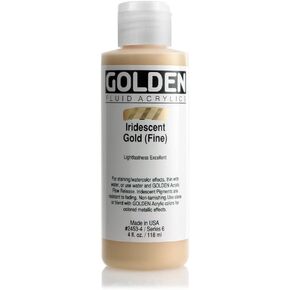 4 Oz Fluid Acrylic Iridescent Color Paints Color: Gold (Fine)