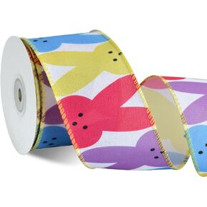 TONIFUL Easter Lovely Bunny Ribbon 2-1/2 Inch 10 Yards Easter Wired Burlap Ribbon for Handmade Crafts, Wreaths and Gift Wrapping, Bows Making, Basket Decor, Easter Day Decoration