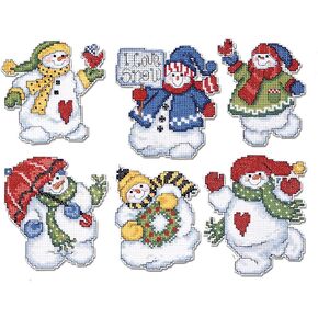 Design Works Crafts, 3-1/2"-4" Each Cross Stitch Ornament Kit, I Love Snow (Set of 6)