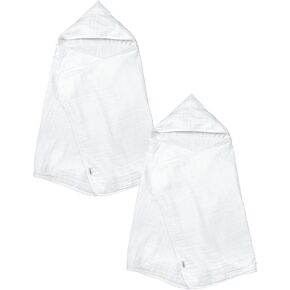 green sprouts Muslin Hooded Towel Made from Organic Cotton (2 pk), White, 0 months-4yr