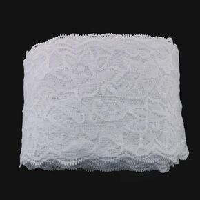 Tegg Lace Ribbon 10 Yards 3 Inches Wide White Floral Pattern Elastic Lace Edge Trim Ribbon for Garment,Crafts and Gift Wrapping