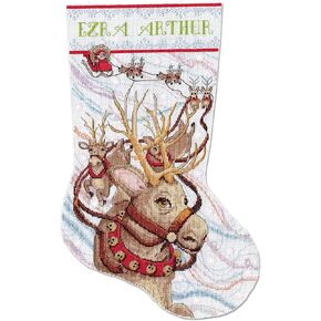 Crafts Reindeer Ride Counted Cross Stitch Stocking Kit