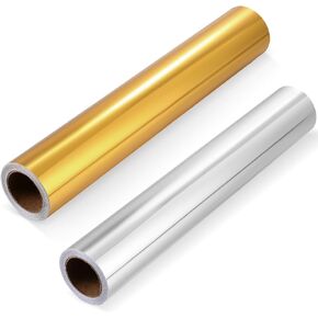 Frienda 2 Rolls 12 Inch x 15 Feet Permanent Vinyl Roll Easy to Cut and Weed Iron on Vinyl Weather Resistant Heat Press Vinyl Waterproof Transfer Craft Adhesive Vinyl for DIY Project (Gold, Silver)
