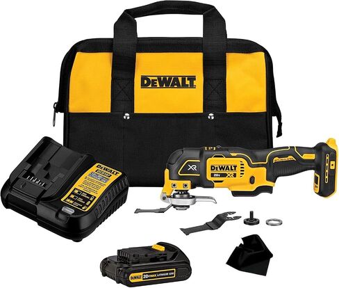 DEWALT 20V MAX XR Cordless Multi Tool, Brushless Motor, 3-Speeds, Oscillating, 6 Piece, Wood Cutting Blade, Wood/Metal Blade, Universal Accessory Adaptor, (DCS356C1 +) with Kwalicable Cleaning Cloth in Saudi Arabia