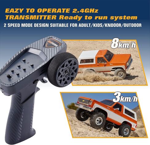 EAZYRC X FMS FCX24S 1/24 Chevy K5 S Blazer 1976s RC Rock Crawler 4x4 RTR Black, with Lisense RC Truck, 4WD 5Km+ 2-Speed Transmission,RC Car for Gift in Saudi Arabia