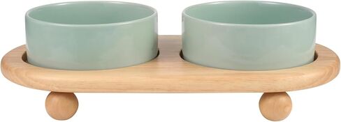 FRIUSATE Ceramic Elevated Cat Bowls,Raised Cat Food and Water Bowl,Protect Pet's Spine,Anti Vomiting Pet Feeding Dishes for Indoor Cats Puppy Kitty,Whisker Fatigue in Kuwait