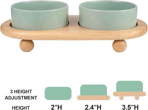FRIUSATE Ceramic Elevated Cat Bowls,Raised Cat Food and Water Bowl,Protect Pet's Spine,Anti Vomiting Pet Feeding Dishes for Indoor Cats Puppy Kitty,Whisker Fatigue in Kuwait