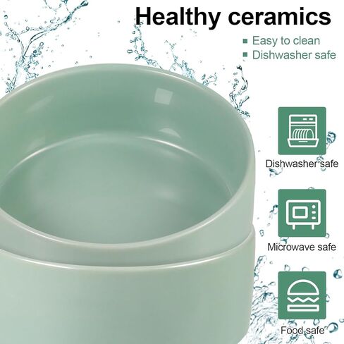 FRIUSATE Ceramic Elevated Cat Bowls,Raised Cat Food and Water Bowl,Protect Pet's Spine,Anti Vomiting Pet Feeding Dishes for Indoor Cats Puppy Kitty,Whisker Fatigue in Kuwait