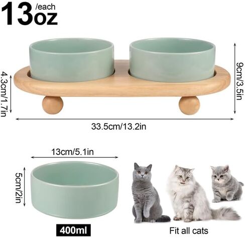 FRIUSATE Ceramic Elevated Cat Bowls,Raised Cat Food and Water Bowl,Protect Pet's Spine,Anti Vomiting Pet Feeding Dishes for Indoor Cats Puppy Kitty,Whisker Fatigue in Kuwait