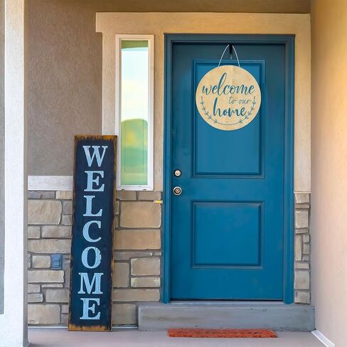 Kigley 16 Pcs Welcome Stencils for Painting on Wood 12" Large Hello Summer Themed Stencil Round Welcome Letters Stencils Templates Farmhouse Paint Stencil for Wood Door Hanger Sign Reusable(Welcome) in Saudi Arabia