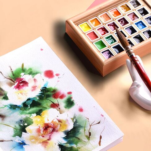 قطعتان من دفتر رسم صغير بالألوان المائية، دفتر رسم صغير محمول بألوان مائية، كراسة رسم للسفر، أوراق رسم مزخرفة بألوان مائية 300 جرام. (الوردي والأخضر الصنوبري (2.4 بوصة * 2.4 بوصة)) in Kuwait