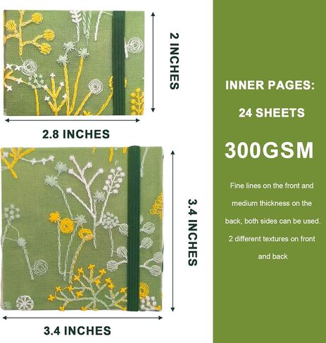 قطعتان من دفتر رسم صغير بالألوان المائية، دفتر رسم صغير محمول بألوان مائية، كراسة رسم للسفر، أوراق رسم مزخرفة بألوان مائية 300 جرام. (الوردي والأخضر الصنوبري (2.4 بوصة * 2.4 بوصة)) in Kuwait