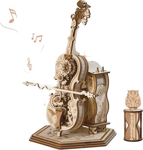 مجموعة صندوق موسيقى تشيلو ألغاز خشبية ثلاثية الأبعاد للبالغين لبناء مجموعة هوايات داخلية للرجال نموذج الكمان ثلاثي الأبعاد هدية عيد الحب in Kuwait