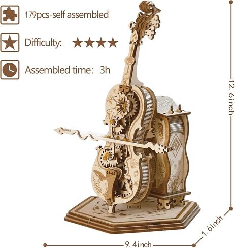 مجموعة صندوق موسيقى تشيلو ألغاز خشبية ثلاثية الأبعاد للبالغين لبناء مجموعة هوايات داخلية للرجال نموذج الكمان ثلاثي الأبعاد هدية عيد الحب in Kuwait