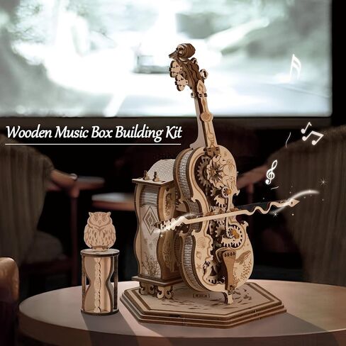 مجموعة صندوق موسيقى تشيلو ألغاز خشبية ثلاثية الأبعاد للبالغين لبناء مجموعة هوايات داخلية للرجال نموذج الكمان ثلاثي الأبعاد هدية عيد الحب in Kuwait